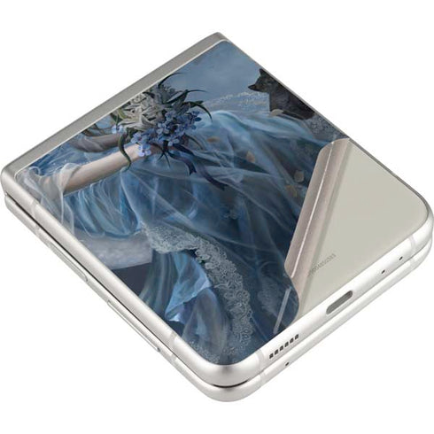 Fairy with Black Cat Sitting on Moon by Nene Thomas Galaxy Z Flip4 5G Skin